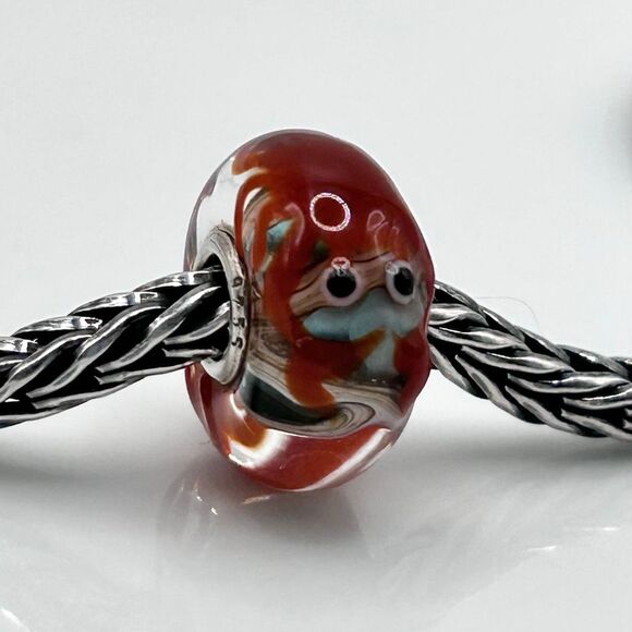 TROLLBEADS Rare Crab Unique LAA 925S NEW! Brick Red Critter, Sea Green & Browns - Picture 1 of 9